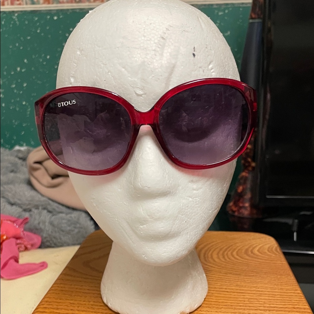 Tous Red Sunglasses for Women with Diamond accent arms